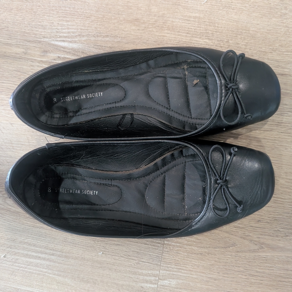 Black Ballet Flats with Bow